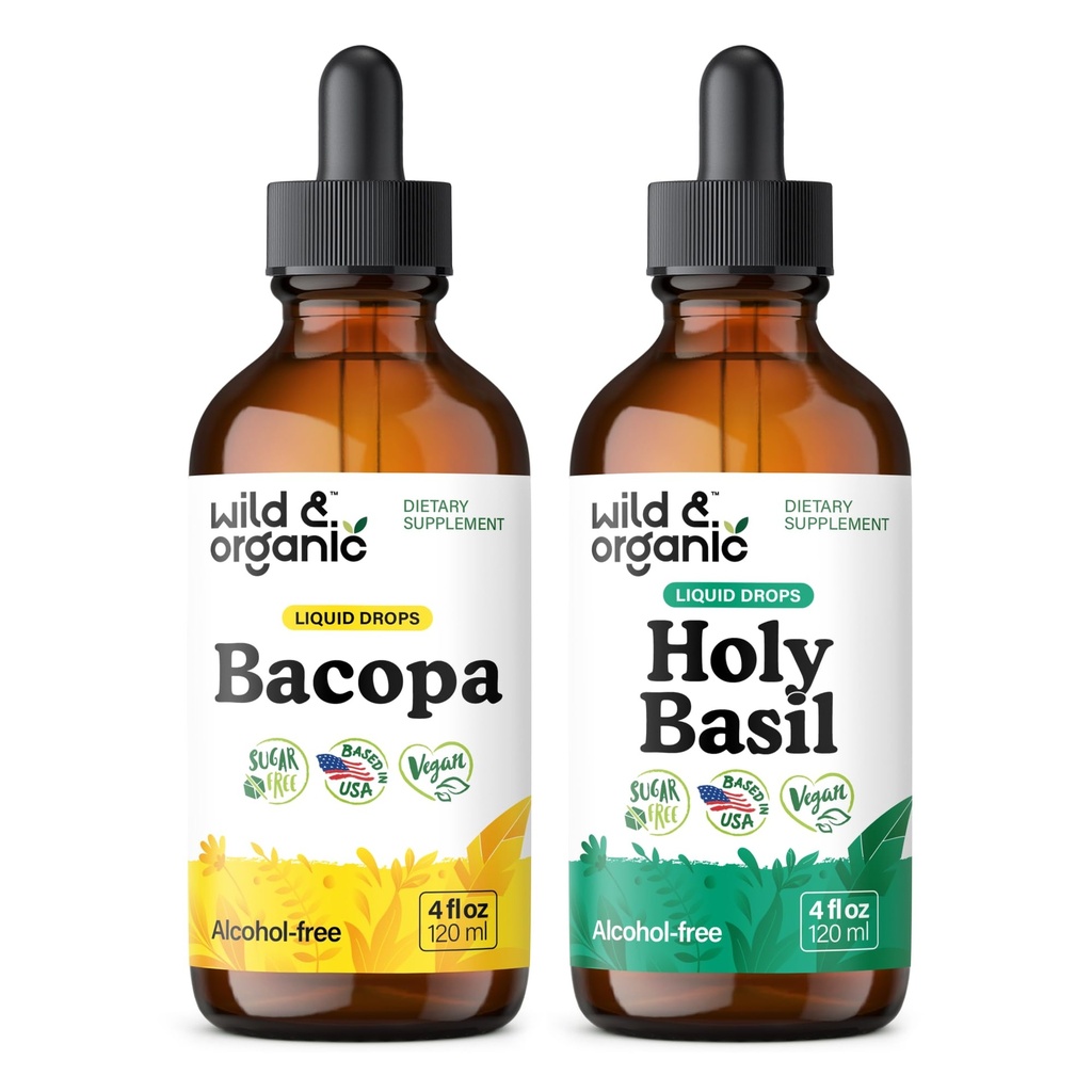 ワイルド&オーガニックBacopa Tincture 4 fl oz & 聖バジル チンチュール 4 fl oz