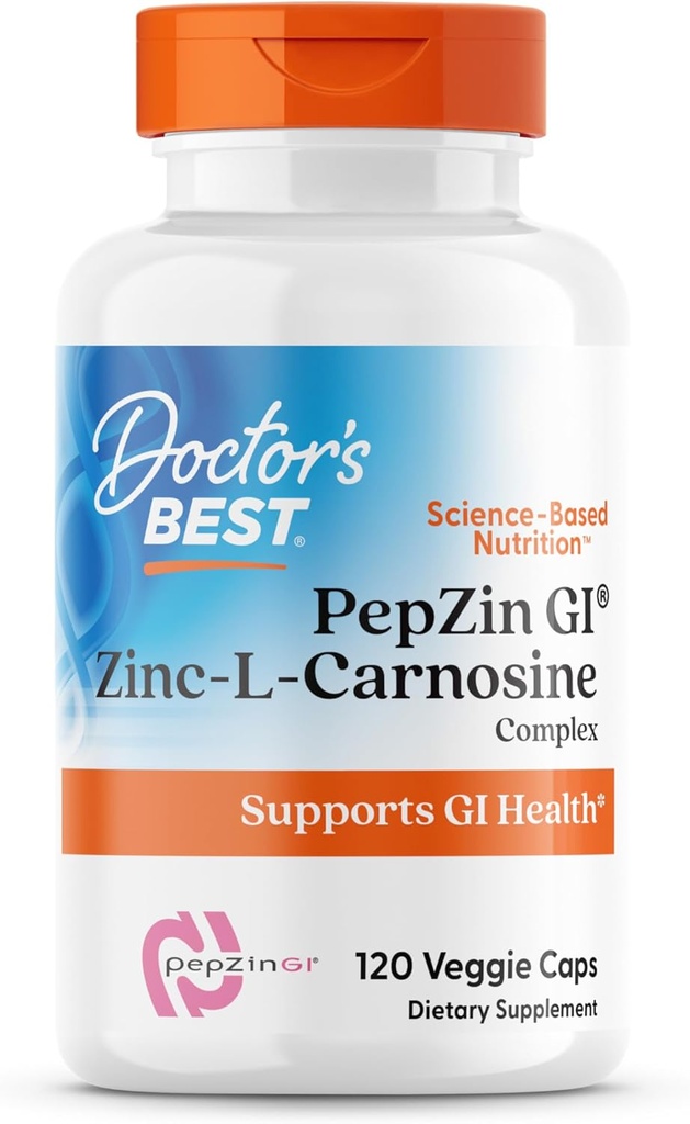 Doctor's Best PepZin GI, Zinc-L-Carnosine Complex, Non-GMO, Vegan, Gluten Free, Soy Free, Digestive Support, 120 Veggie Caps