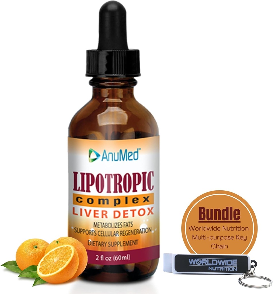 世界的な栄養の束: Anumed Lipotropicの複合体 - 葉酸、ビタミンB12、ビタミンB6 - 非GMO、グルテンフリー、使いやすい2oz多目的ドロップとマルチプルポーズキーチェーン