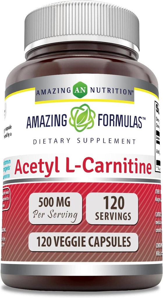 アメージングフォーミュラ アセチル L-カルニチン Hcl サプリメント | サービングあたりの500 Mg | 120 Veggie Capsule Supplement | Non-GMO | グルテンフリー | アメリカ製