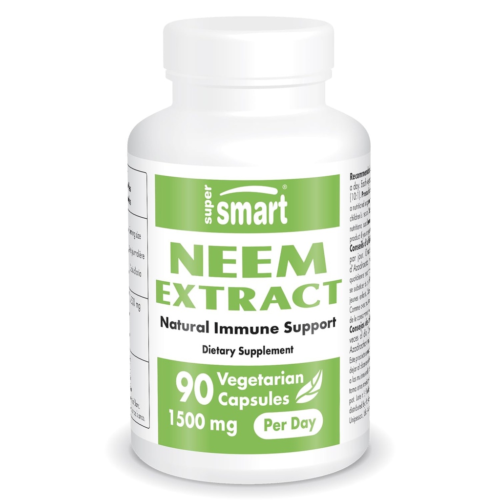 Supersmart - Neem Extract 1500mg /日 - Azadirachtaインディカリーフオイルエキス - Neemサプリメント  非GMO&グルテンフリー - 90ベジタリアンカプセル