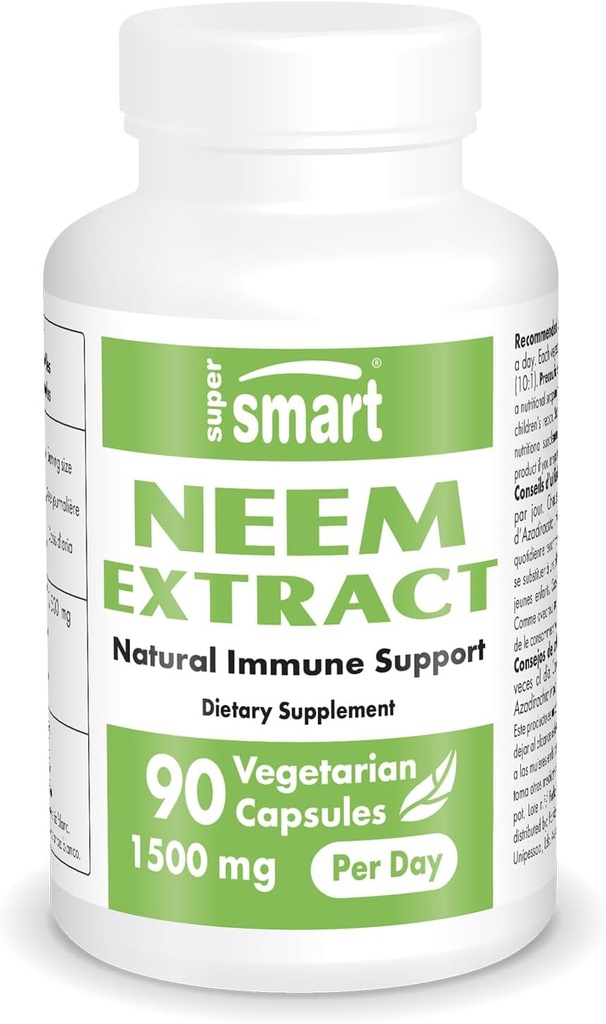 Supersmart - Neem Extract 1500mg /日 - Azadirachtaインディカリーフオイルエキス - Neemサプリメント  非GMO&グルテンフリー - 90ベジタリアンカプセル