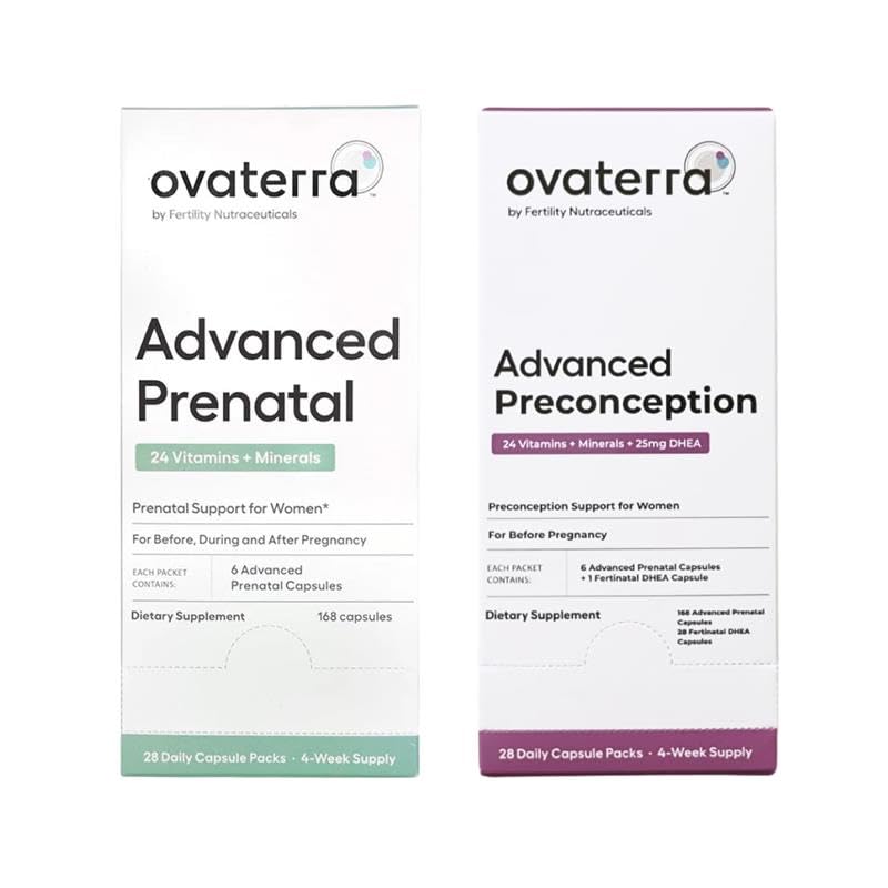 Ovaterra DHEA 25mg、コリン550mg、葉酸塩(Methylfolate) 1,010 mcg、Omega-3 DHA、EPA、Chelatedの鉄364のカプセル- 28の日の供給が付いている女性のための高度のPrenatal及びPreconceptionのMultivitaminの束