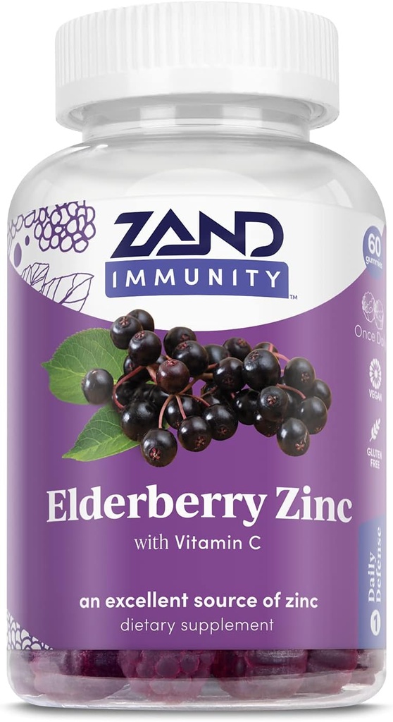 ZAND Elderberry Zinc Immunity Gummies with Vitamin C | Year-Round Immune Support for Children & Adults | 60ct, 30 Serv.