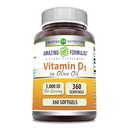 オリーブオイル 5000 IU のアメイジングフォーミュラ ビタミン D3 サプリメント | Softgels | Non-GMO | グルテンフリー | アメリカ製(1パック | 360 カウント)
