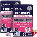 女性の腟の健康のためのBio360のプロバイオティクス - pHバランス、腟、尿素および消化器の健康を支えて下さい - 50の鋼片CFU及び健康な腟の臭気及び腟のFloraのための15の独特な緊張-棚の馬小屋
