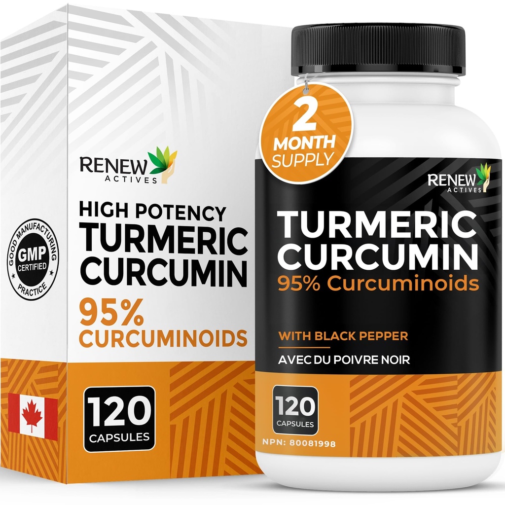 ブラックペッパーとアクティブターメリッククルクミンを更新 - 600MGターメリックルート、2カプセルあたり100MG Curcuminoids - ダイジェクション、肝臓の健康、関節リリーフ&モビリティをサポート - カナダ製 - 120カプセル