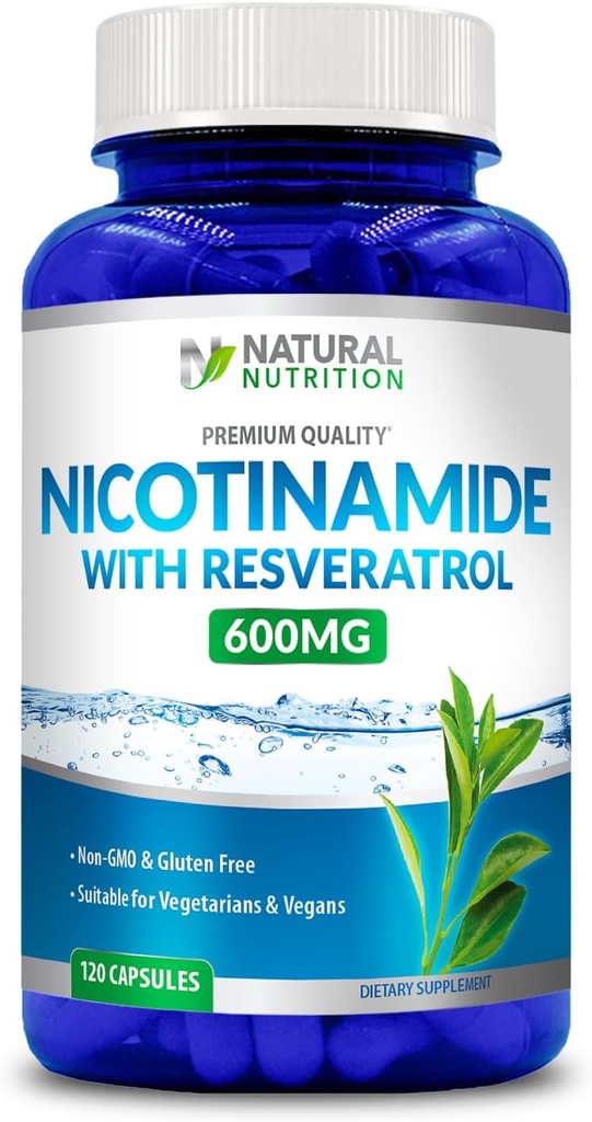 Resveratrol 600mg (ビタミンB-3)の一般的な自然なビタミンのニコチンアミド 120 Veggieのカプセルのグルテンフリー及び非GMO