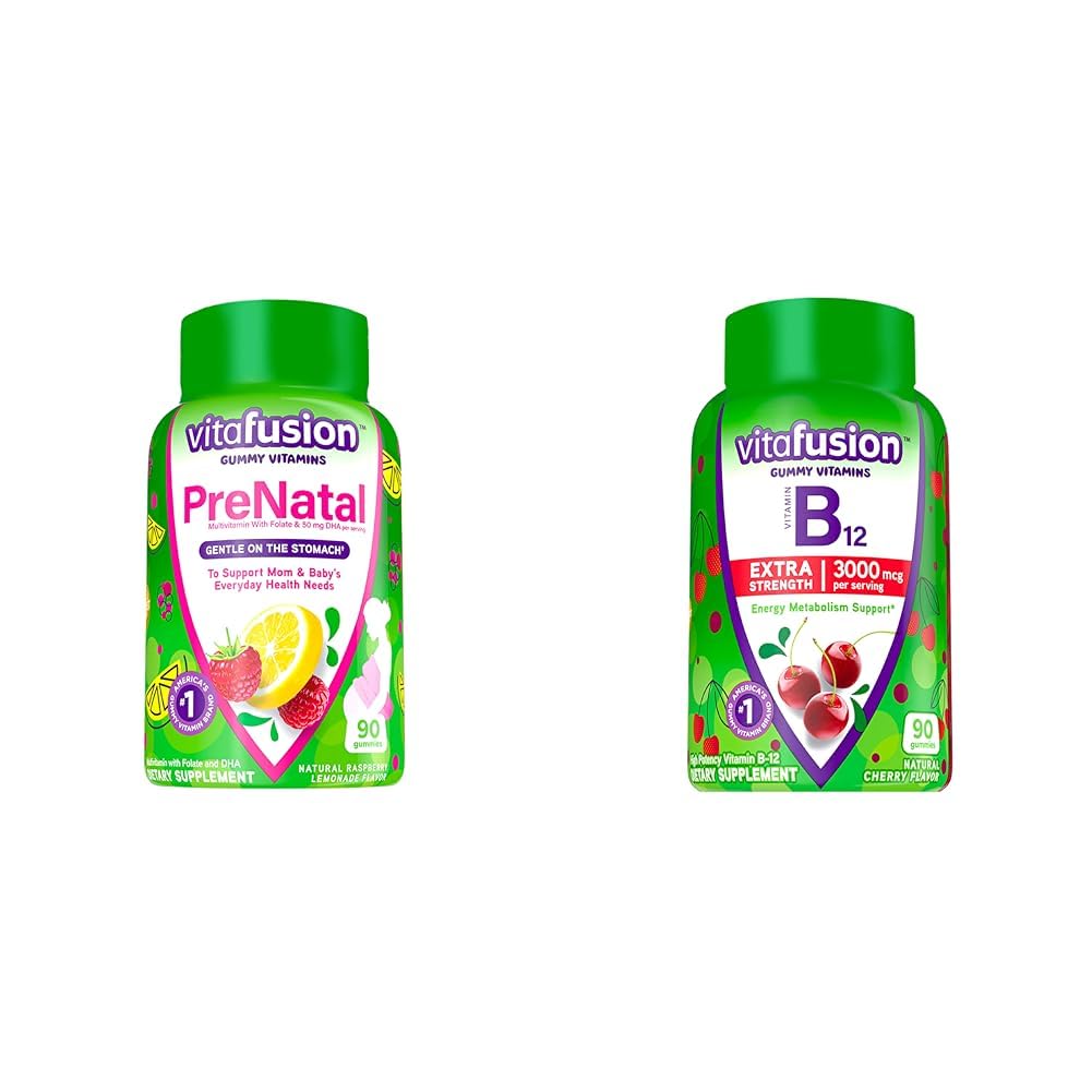 Vitafusion PreNatal Gummy Vitamins、ラズベリーLemonade Flavored、女性のための妊娠ビタミン&エネルギー代謝サポートのための余分な強度ビタミンB12ガミービタミン
