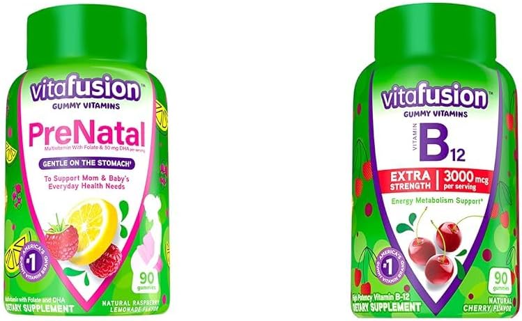 Vitafusion PreNatal Gummy Vitamins、ラズベリーLemonade Flavored、女性のための妊娠ビタミン&エネルギー代謝サポートのための余分な強度ビタミンB12ガミービタミン