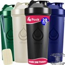 4 パック、28 oz シェーカー ボトル、プロテイン ミックス用強力なワイヤー ウイスキー | 耐摩耗性ブレンダー ボトル パック クリーニングスポンジ付 | BPAフリー&ディッシュウォッシャー セーフ | タンパク質シェーカー ボトル