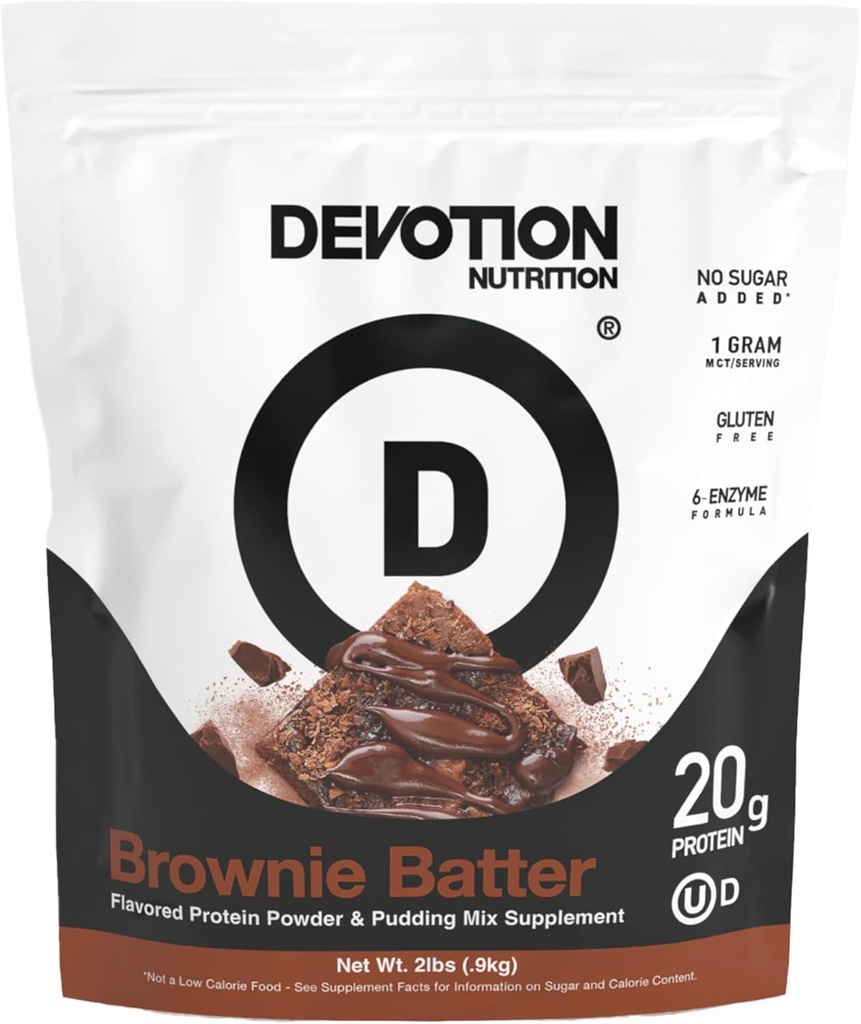 Devotionの栄養物の蛋白質の粉のBrownieの餌– 20gのWheyの隔離剤及びカゼインの蛋白質のブレンド–加えられた砂糖、低い炭水化物、グルテンフリー、Keto-Friendly、1g MCTのKosher - 2lbの袋