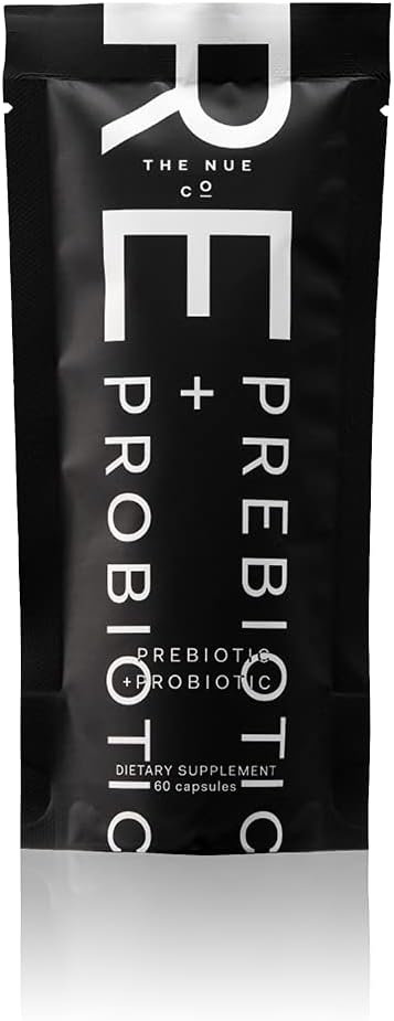 Nue Co. PREBIOTIC + PROBIOTICサプリメント補充、Gut Health、Synbiotic、Sporeベースのサポート、IBSリリーフ、免疫、皮膚、ビーガン、グルテンフリー、60カプセル