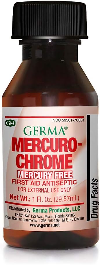 Germa Mercuro-chrome Mercury Free First Aid Antiseptic Liquid 1 oz