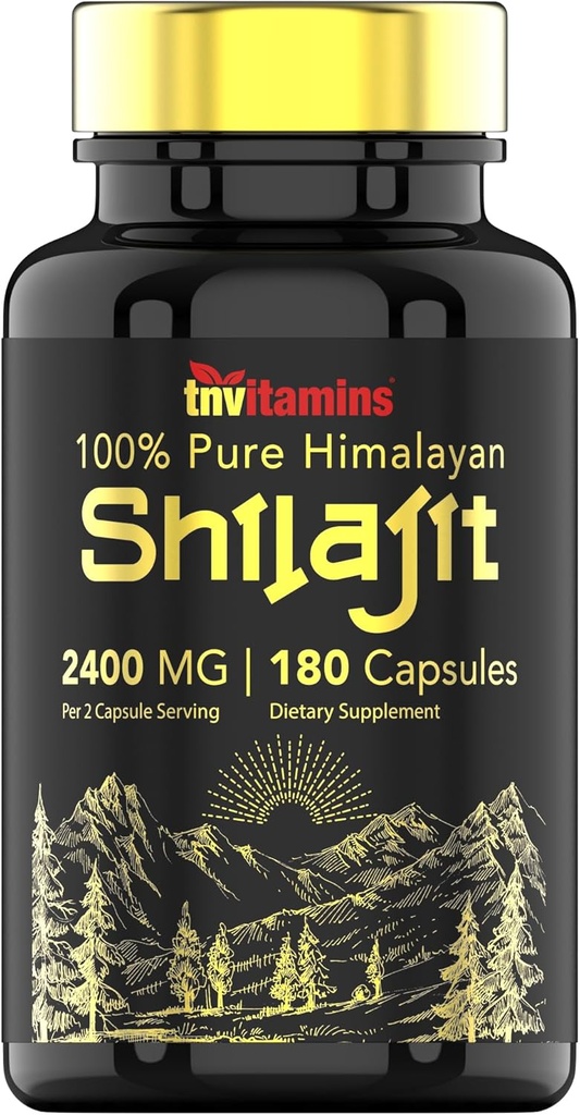 tnvitamins シラジットカプセル 2400 MG - 180 カプセル | 100% 純粋なヒマラヤシラジットカプセル 男女別 | シラジット樹脂サプリメント | 3 ヶ月の供給! | 非GMO、グルテンフリー