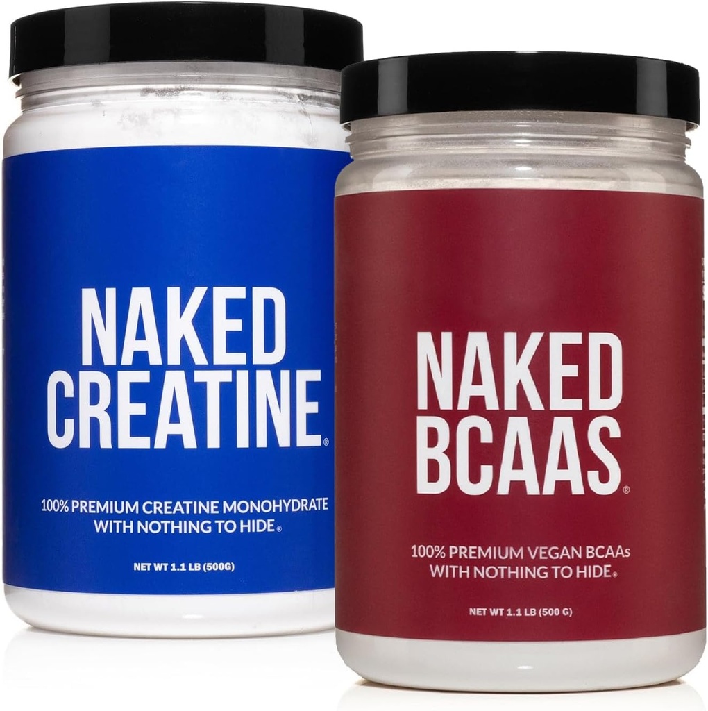 Naked 純粋なクレアチン Monohydrate 100 サービング + 100 サービング Unflavored Naked BCAAs ビーガンバンドル