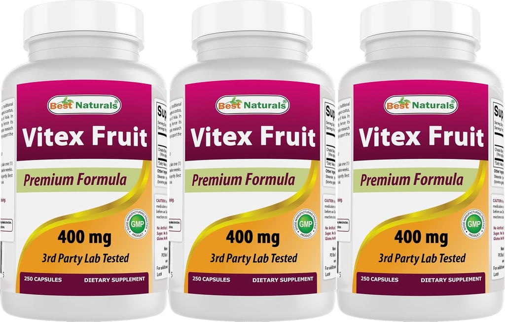 最高のNaturals Vitex Chasteberry 400 mg 250のカプセル(3)のパッケージ