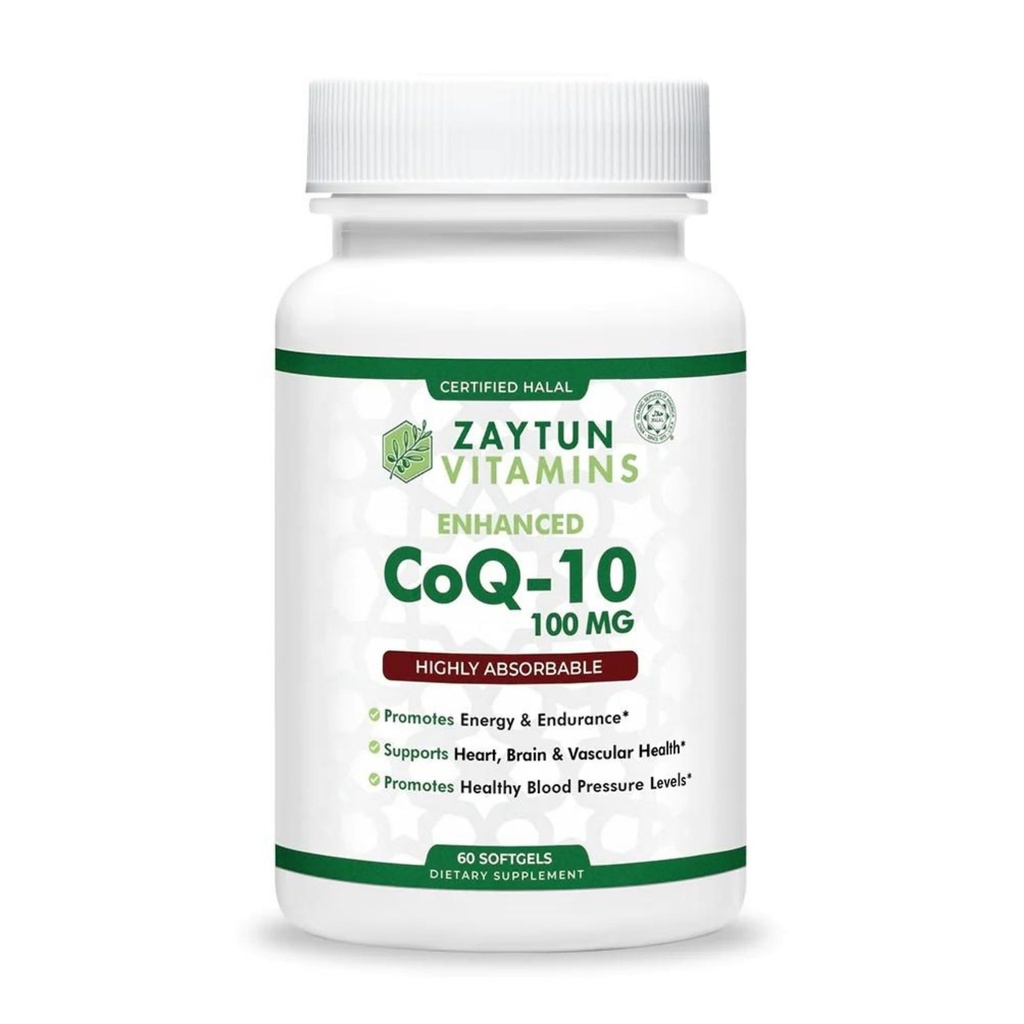 ZaytunのハラールCoQ10は、1日あたりの吸収性、サポート心の健康サポートおよびエネルギー生産、米国でなされる60の小型Softgels - ハラールのビタミンを吸収します