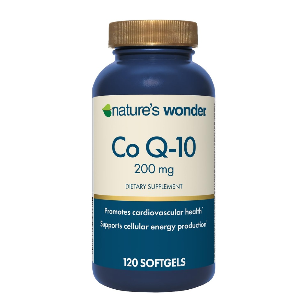 Nature's Wonder CoQ10サプリメント - CoQ10 200mg Softgelsは、心臓の健康、心機能、および細胞エネルギー生産、120 Softgelsをサポート