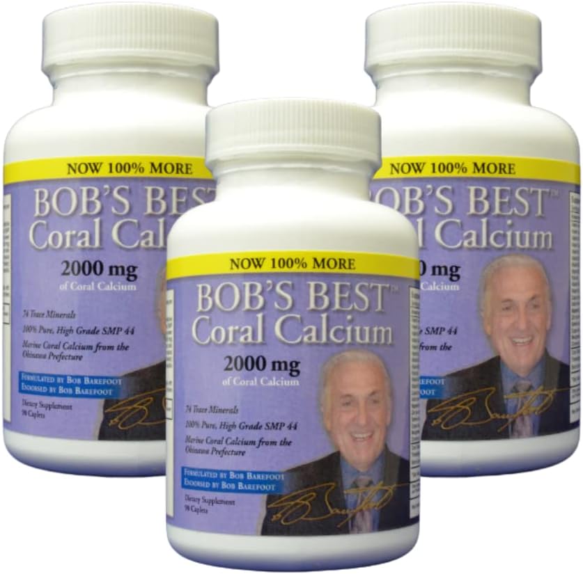 ボブの最高のサンゴカルシウム2000mg、90カプレットの3パックNEW IMPROVED FORMULATION! ボブのベスト
