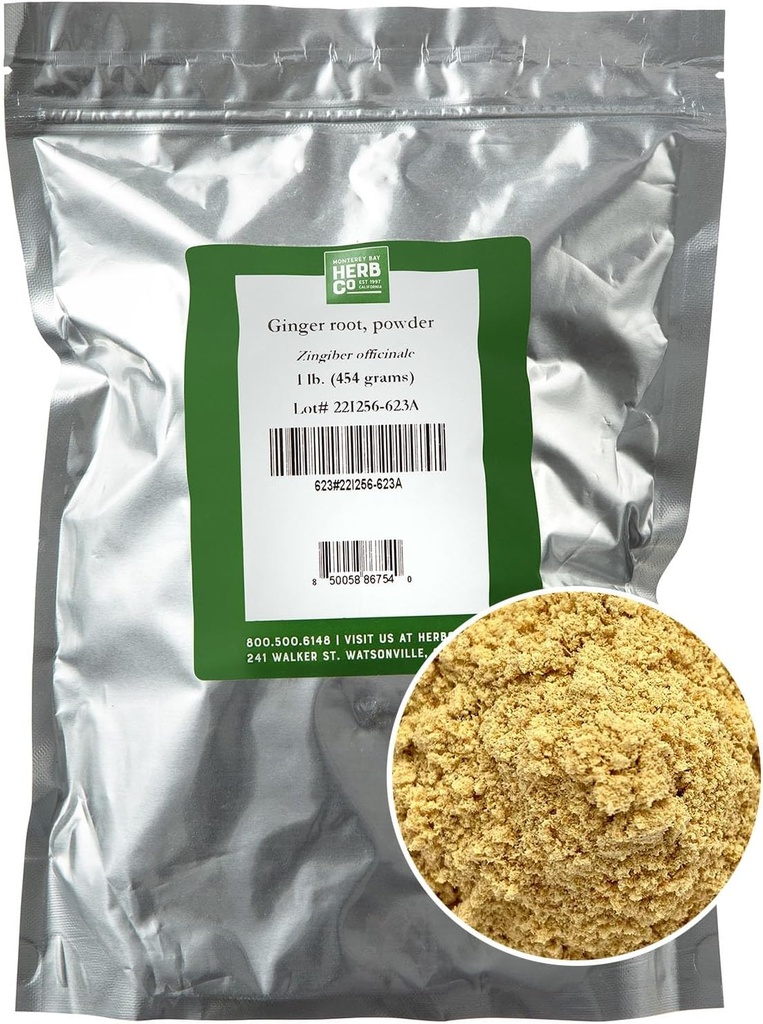 MONTEREY BAY HERB CO. ジンジャー・ルートパウダー | パンデントスパイス | 食品添加物 | 入浴剤・ボディスクラブ(1ポンド、パウダー)