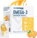 Coromega Omega追加のビタミンD3、Softgels、熱帯オレンジ味、30シングルServe Squeezeパケットよりも3Xより良い吸収でオメガ3sの650mgの3魚油サプリメント