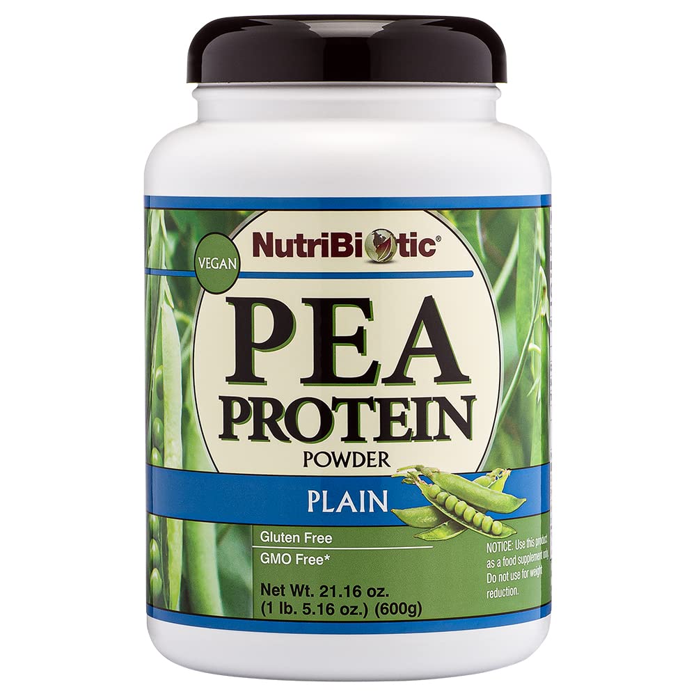 NutriBiotic Pea Protein Plain, 21 Oz | 低炭水化物ビーガン植物プロテインパウダー | 100% 成長し、米国で処理 | おいしいクリームとBCAA-リッチ | 化学品なしで製造, GMO & グルテン | ケトフレンドリー
