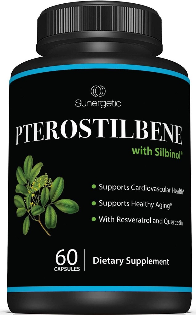 プレミアムPterostilbeneサプリメント - Resveratrol&QuercetinとPterostilbene - ヘルシーエイジングをサポート - サービングあたり天然由来Pterostilbene 100mg - 60カプセル