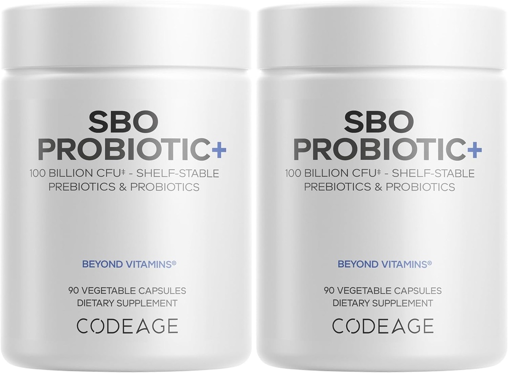 Codeage SBO Probiotics、サービングごとの100億のCFUs、多緊張の土壌基づいた組織のブレンドおよび有機発酵の植物のブレンド、棚安定した- 2のパック