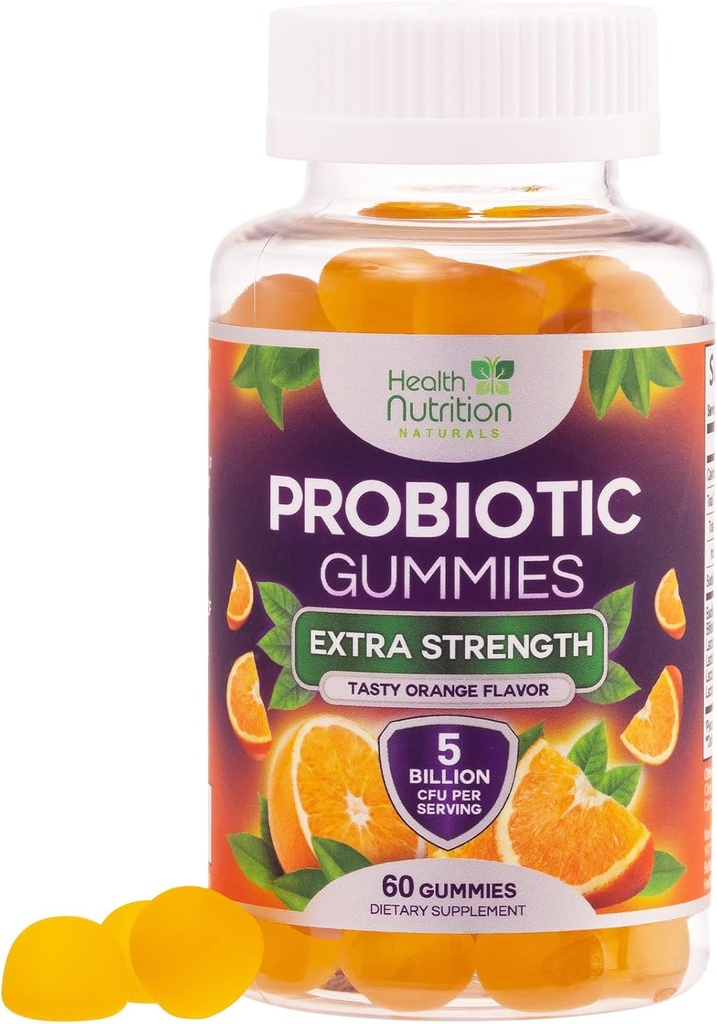 Probiotic Gummies 5 Billion CFU - 女性のための消化の健康とガット サポート ガミー、男性、&キッズ、免疫サポートのための毎日のプロバイオティクスの補足、非GMO、ビーガン、60グミ