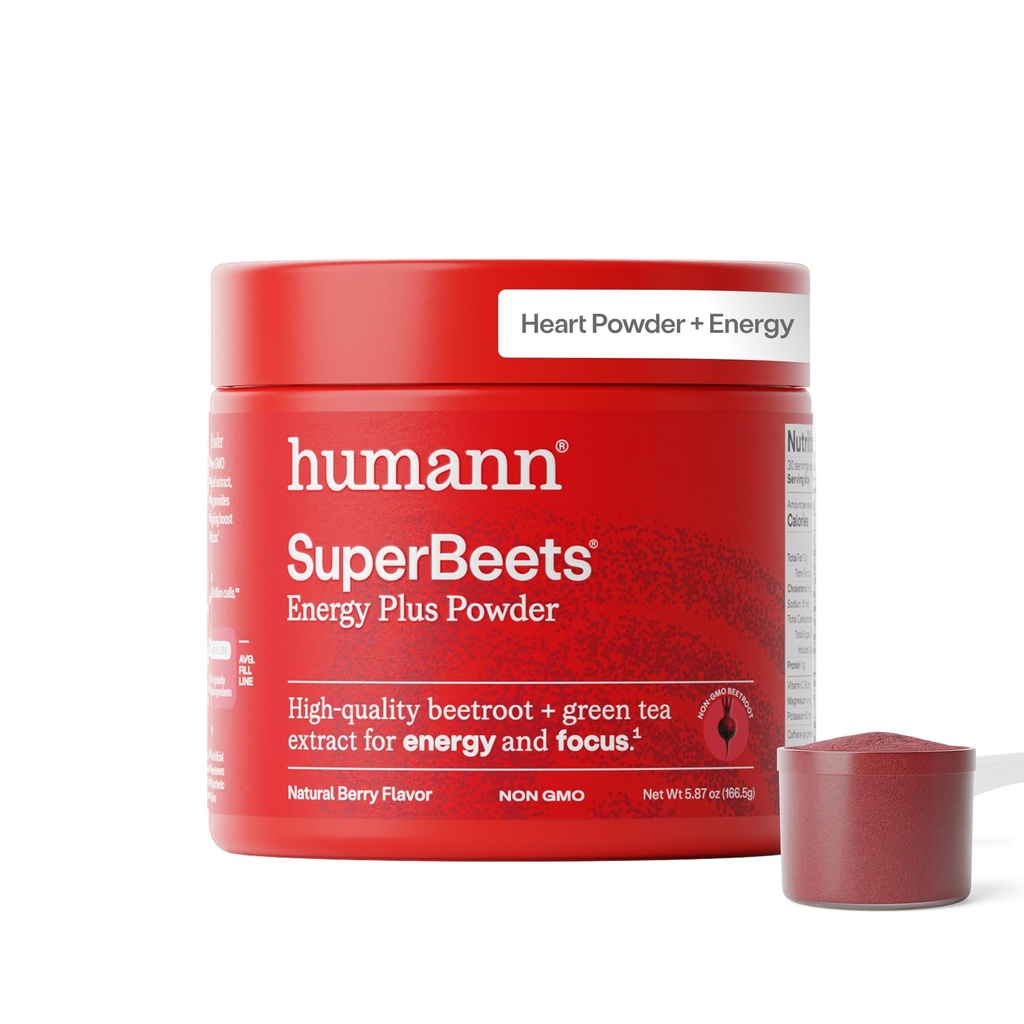 ブドウ種子エキスとHumanNスーパービートエナジープラス - ビートルートパウダー、緑茶エキス、カフェイン、ビタミンC、非GMO、 5.87oz
