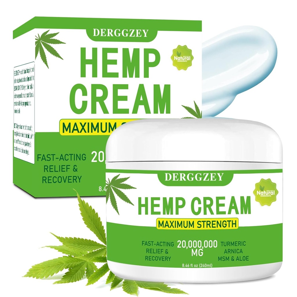 Hempのクリーム 8.46 の fl の oz - 最高の強さ - Arnica、MSM、Turmeric、Emu オイル、アロエVera -筋肉、接合箇所、背部、首、指、肘(240ML)が付いている自然な麻のオイルのエキスのこは付きます