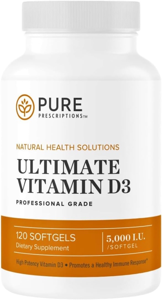 純粋な処方究極のビタミンD3-5,000 IU - 免疫システムと心血管サポート - 120 Softgels - 米国製