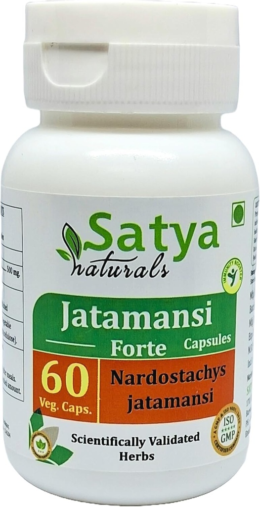 Jatamansi Forte Capsules 500 mg. 60 Veg. Capsule | Jatamansi (Nardostachys Jatamansi) Extract Capsules for Men and Women | Ayurvedic Herbal Supplement/Remedies | 10:1 Forte (1 Bottle of 60 Capsules)
