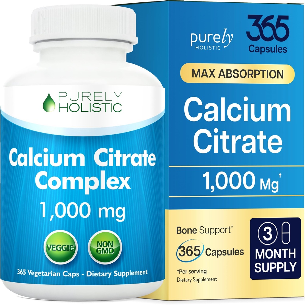 Calcium のクエン酸塩 1000mg - 365 のビーガンは加えられたパルズリー、タンポジオンおよび Watercress が付いているタブレットをカプセルに入れません - ビタミン D なしで - 純粋に Holistic によって米国で作られる