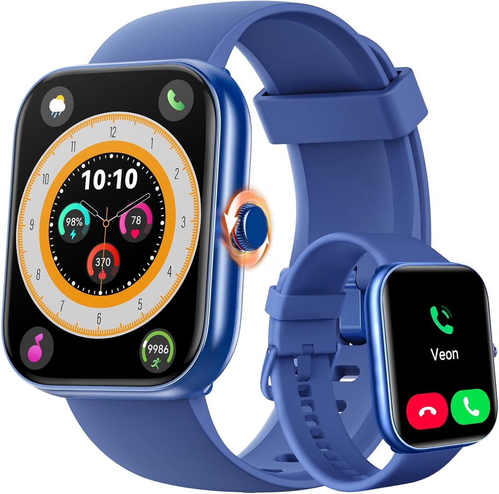 ENOMIR Smart Watch for Women Men (Answer/Make Calls) Compatible with iPhone/Android/Samsung, Alexa Built-in, [1.91" HD Screen] Waterproof Fitness Watch with Heart Rate/Sleep/SpO2 Monitor(Blue)