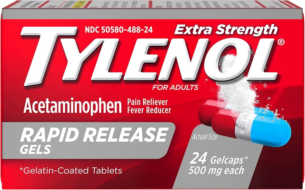 Tylenolの余分強さの急速な解放のゲルキャップ- 24のctのパック2