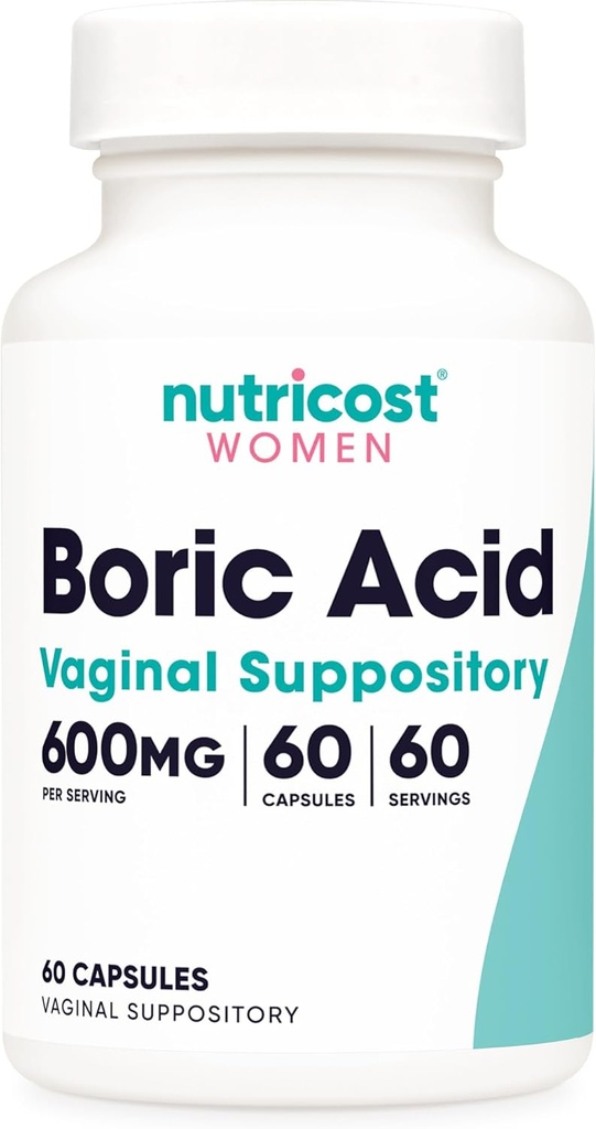 Nutricostホウ素酸600mg、60カプセル - 腟の坐剤 - 女性のための非GMO -