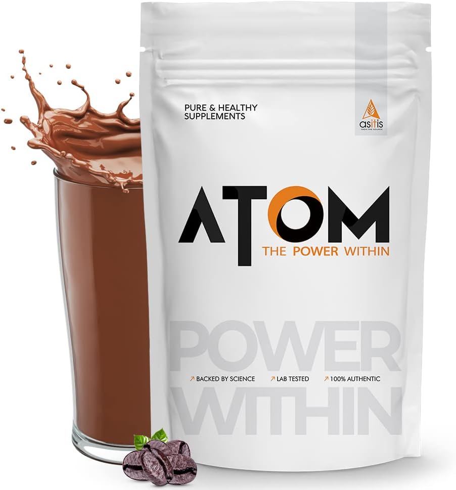 Asitis Nutrition AS-IT-is Atom Whey Protein 1kg/35.2 Oz with Digestive Enzymes | USA Labdoor(アメリカ・ラボドア)の認証を取得 精度と純度 | Cafá© Latte Flavor | 27g タンパク質 クロスフロー マイクロフィルター グルテンフリー