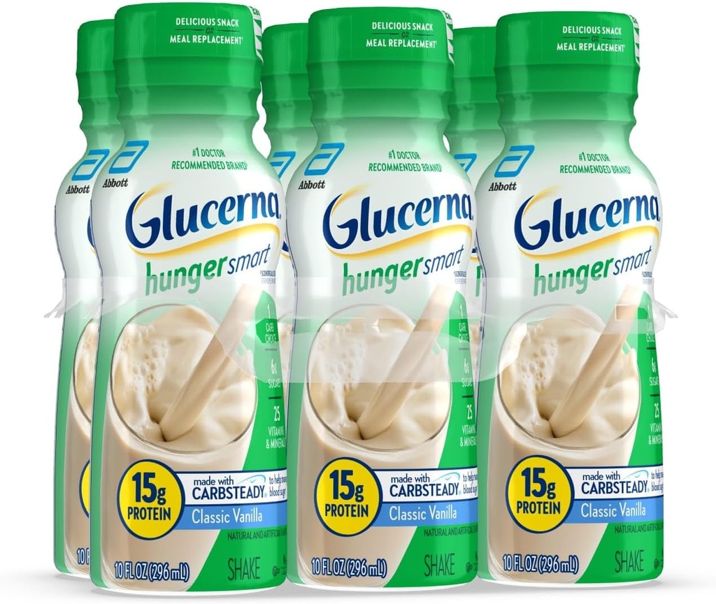 Glucerna Hungerのスマートな糖尿病の心配のシェイク、古典的なバニラ、血糖管理、15g蛋白質、180カロリー、飲み物への準備ができた10のflozのびん、6のパックを支える糖尿病の食事の取り替え
