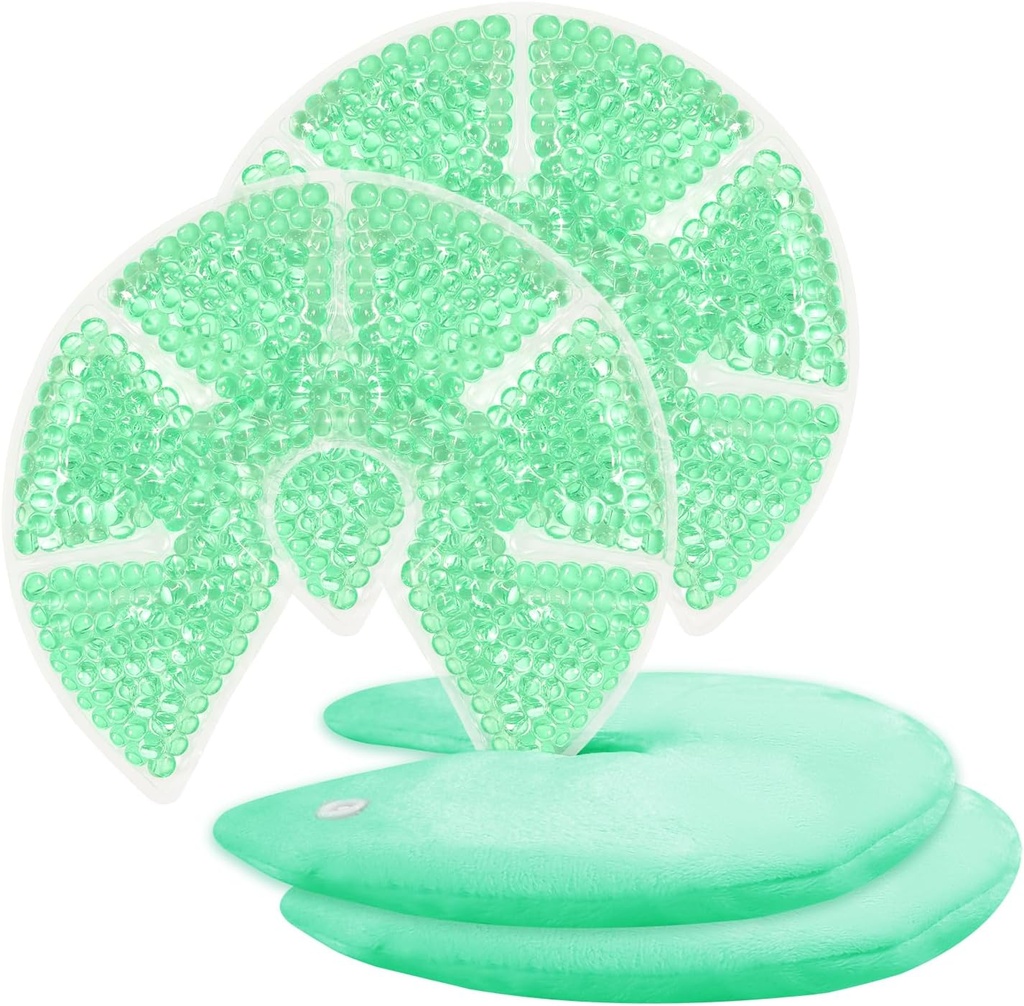 ホット/コールド ブラスト ゲル ビーズ アイスパック breast Cooling/Heat Pads Rescue for Breastfeeding, 看護痛み, 乳房炎, 囲炉, 腫れ, プラグド パック | Boost Milk Let-Down & Production,2 Pack (グリーン)