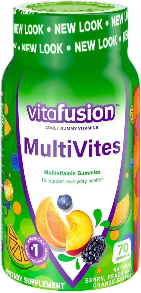 Vitafusion Multi Vites Gummy Vitamins, Berry, Peach and Orange - 70 Gummies