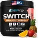 CoreBody Switch Energy Drink Mix -Nootropics Brain Support Supplement for Memory & Focus, Sugar Free Energy Booster with Nootropics, Alpha GPC, All Day Focus* (Tropical Punch)