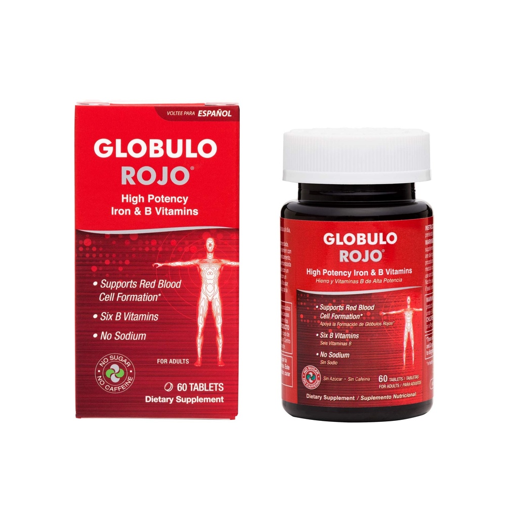 Globulo Rojoの鉄の補足-高い効力の鉄及びビタミン、60のタブレットが付いている食事療法の補足の丸薬