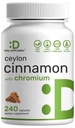クロム1000mcg、240のカプセルが付いているCeylonのシナモン 活動的な内部の樹皮のエキス、真のスリランカの源 自然なシナモンの補足