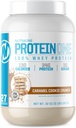 NutraOne ProteinOne Whey Proteinは、男性と女性のためのプロテインシェイクパウダー(Caramel Cookie Crunch、2 LB)で回復と筋肉を構築します。