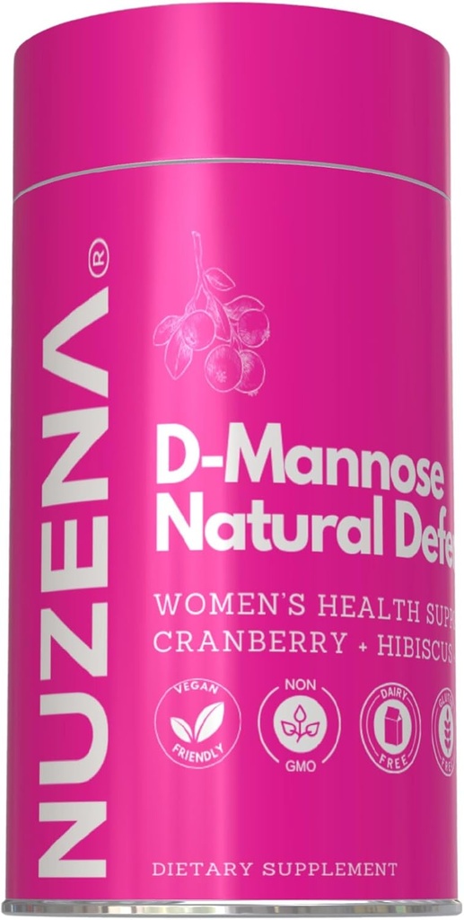 Nuzena D-Mannose + クランベリー 150 mg と 1000 mg, パック 60 ハイビスカス花 100mg と 2 カプセルのサービングあたりのタンポポ 100mg の自然な防衛尿路サポート カプセル