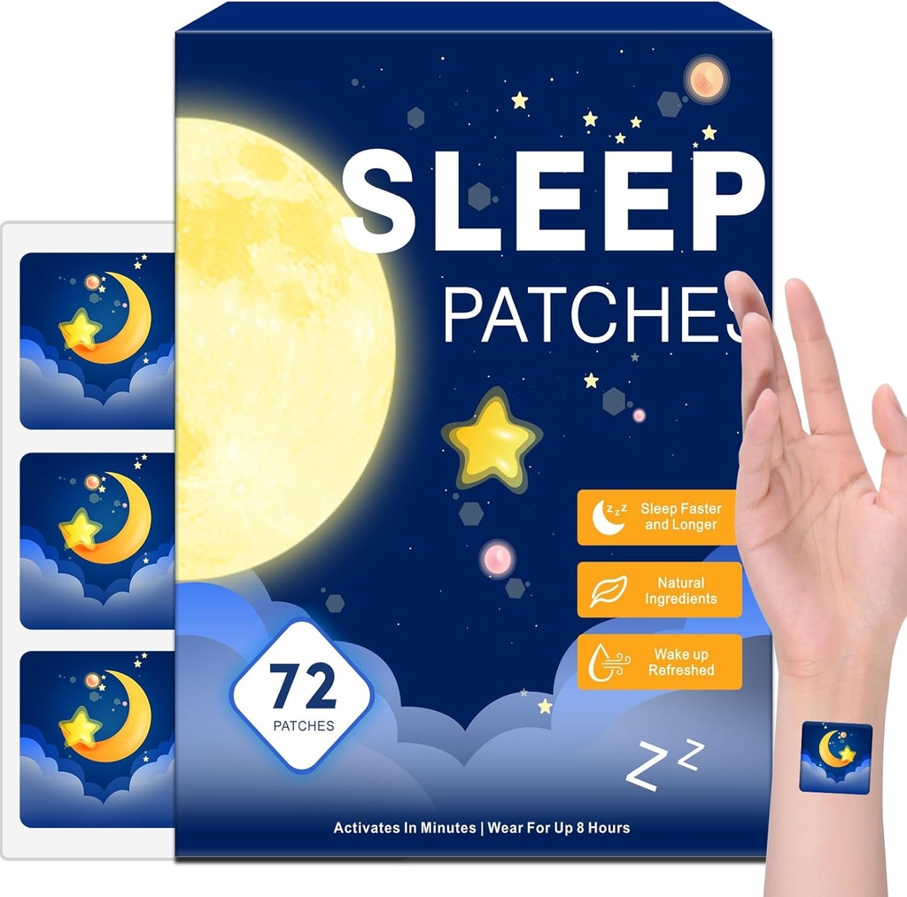 72 Pack Sleep Patches for Adults Extra Strength, Easy-to-Apply Sleep Patch with Valerian & Melatonin Patches, Long-Lasting Night for Men and Women