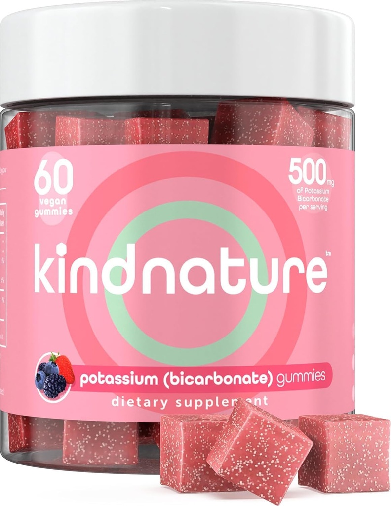 KINDNATURE の高カリウムの補足のガミー 500mg - 大人及び子供のためのChewable - 純粋なカリウムの炭酸塩の鉱物の補足 - 完全菜食主義者の、グルテンフリー、非GMO - 60 のガミー(30 日の供給)