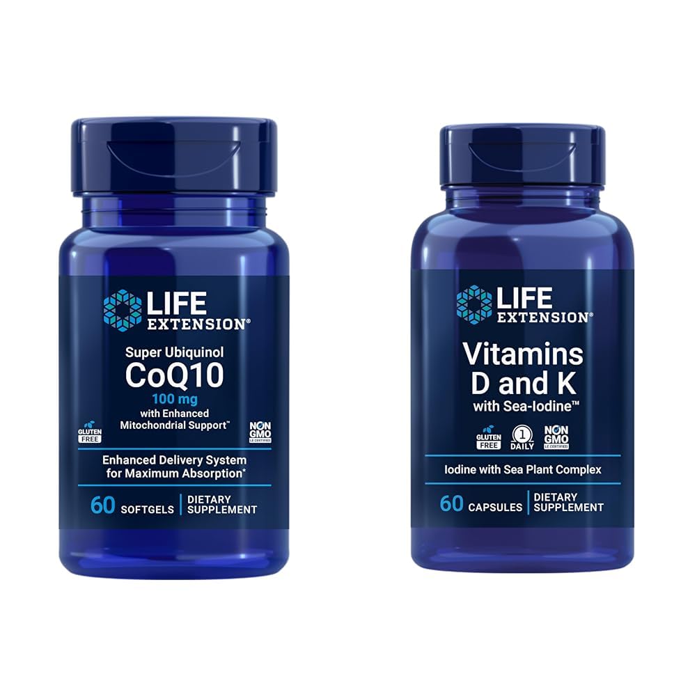 ライフエクステンションスーパーUbiquinol CoQ10 強化ミトコンドリアサポート&ビタミンDとK 海ヨウ素、ビタミンD3